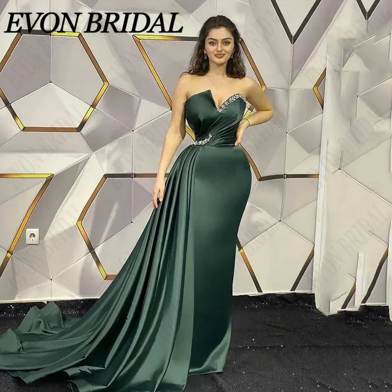 

EVON BRIDAL Mermaid Sweetheart Prom Dresses Sexy Sleeveless Satin Party Evening Gowns Formal Occasion Custom Made Robe De Soiree