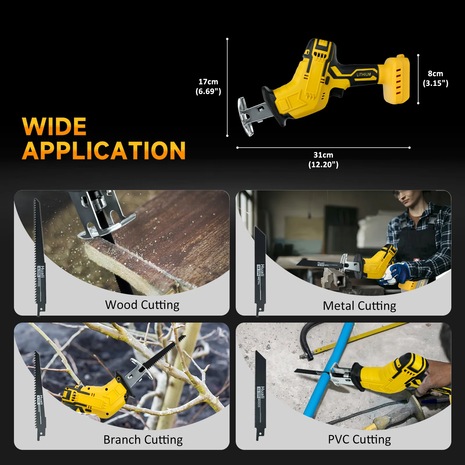Reciprocating Saw for Dewalt 20V Battery 0-3000SPM Variable Speed with 4 Saw Blades Metal Wood Cutting Saber Saw (No Battery) 4