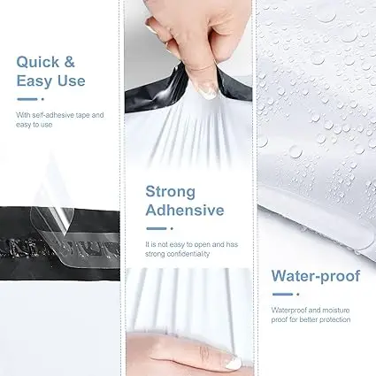 100-Pack Poly Mailers, 14.5x19 Inches, Self-Sealing Adhesive, Waterproof and Tear-Proof, White, for Clothing or Shipping. 3