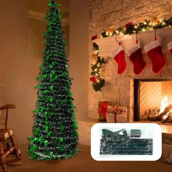 150cm Retractable Christmas Tree Foldable Plastic Eco Friendly Home Party Artificial Pencil Xmas Decoration Living Room Bedroom