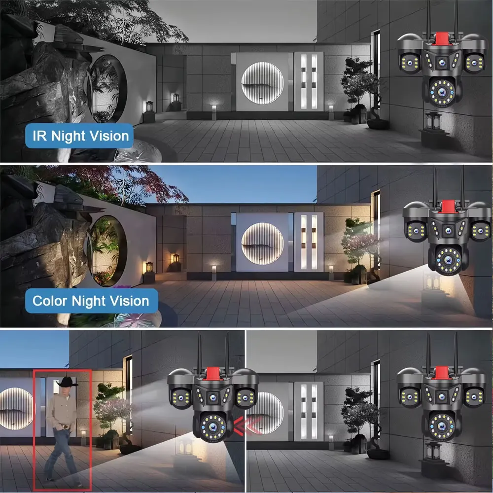 ANSVICAM 10K 20MP WiFi Outdoor IP Camera UHD Four Len Four Screen PTZ 16X Zoom ONVIF Security Cameras CCTV Wireless Surveillance 5