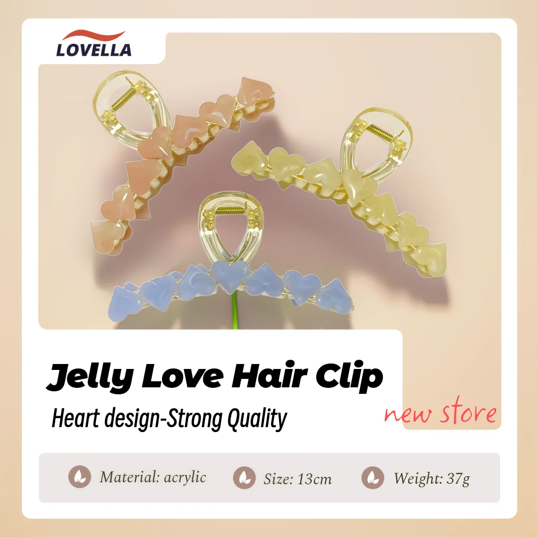 

LOVELLA Hair Clip Blue Pink Light Yellow Acrylic 13CM Large Size Hair Claws Women Simple Fashion Hair Decoration Strong Quality