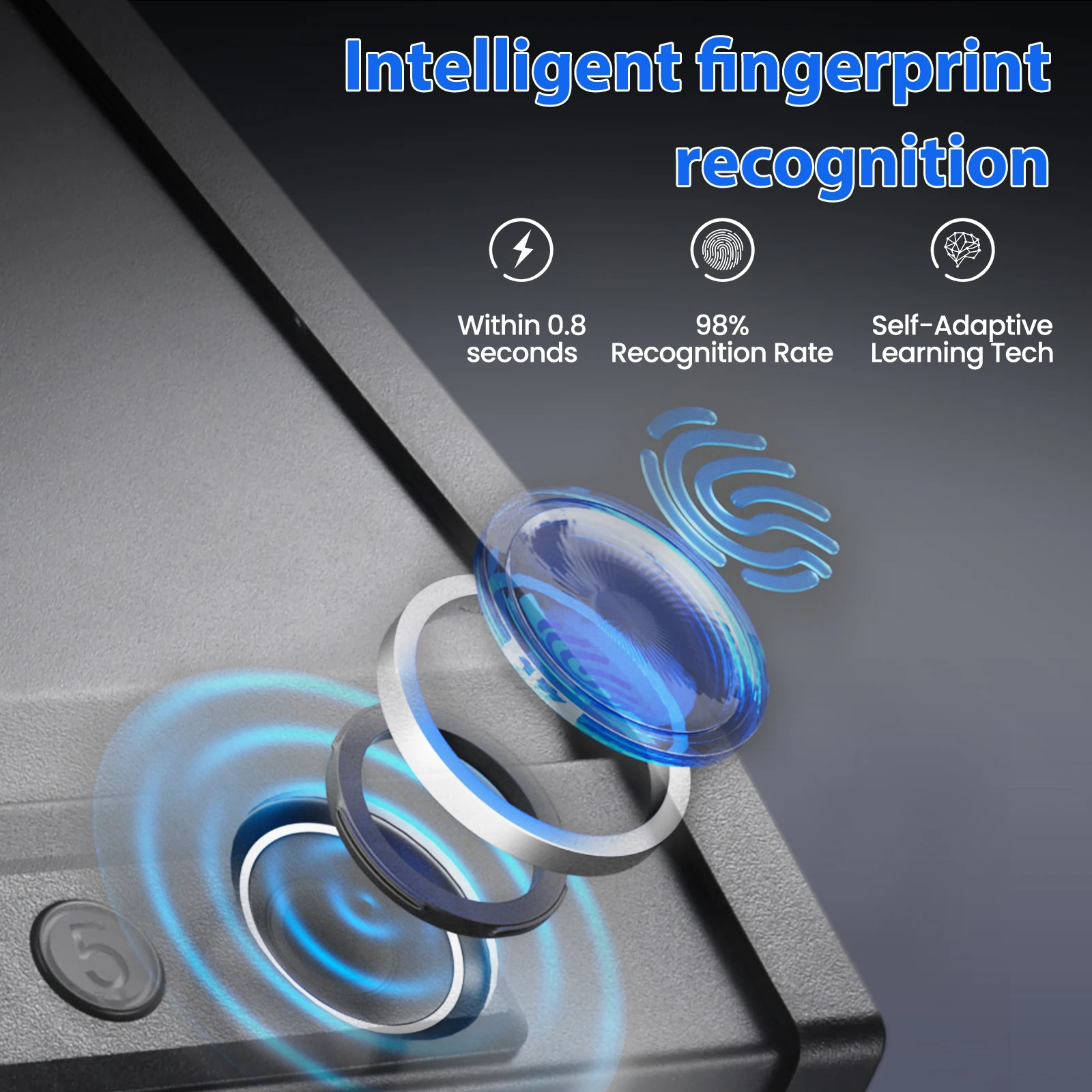 Interior LED light illuminating the safe’s contents