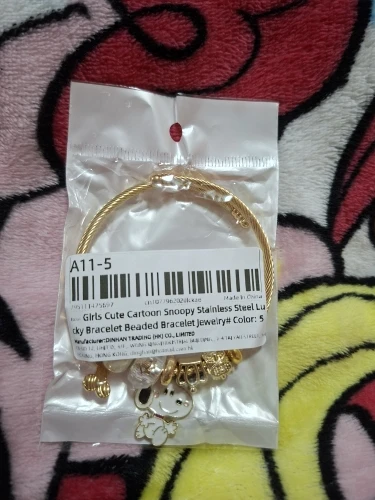 Girls Cute Snoopy Stainless Steel Lucky Bracelet