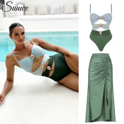 2024 New Womenās Swimsuit Buttons One Piece Cover Up Swimwear Vacation Bikini Set Beachwear Bathing Suit two pieces Monokini