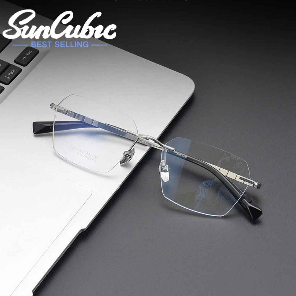 

SunCubic New Pure Titanium Frame Glasses High Quality Men Women Reading Glasses Business Office Simple Classic Glasses JS6427