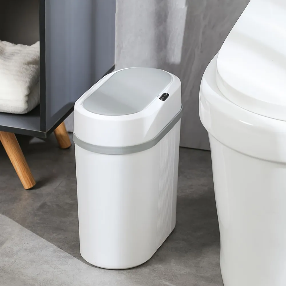 12L Smart Induction Trash Can White Smart Sensing Household Waterproof Intelligent Trash Bin for Bedroom Bathroom Kitchen: 3 - 5 Days Free Delivery Only UK Office