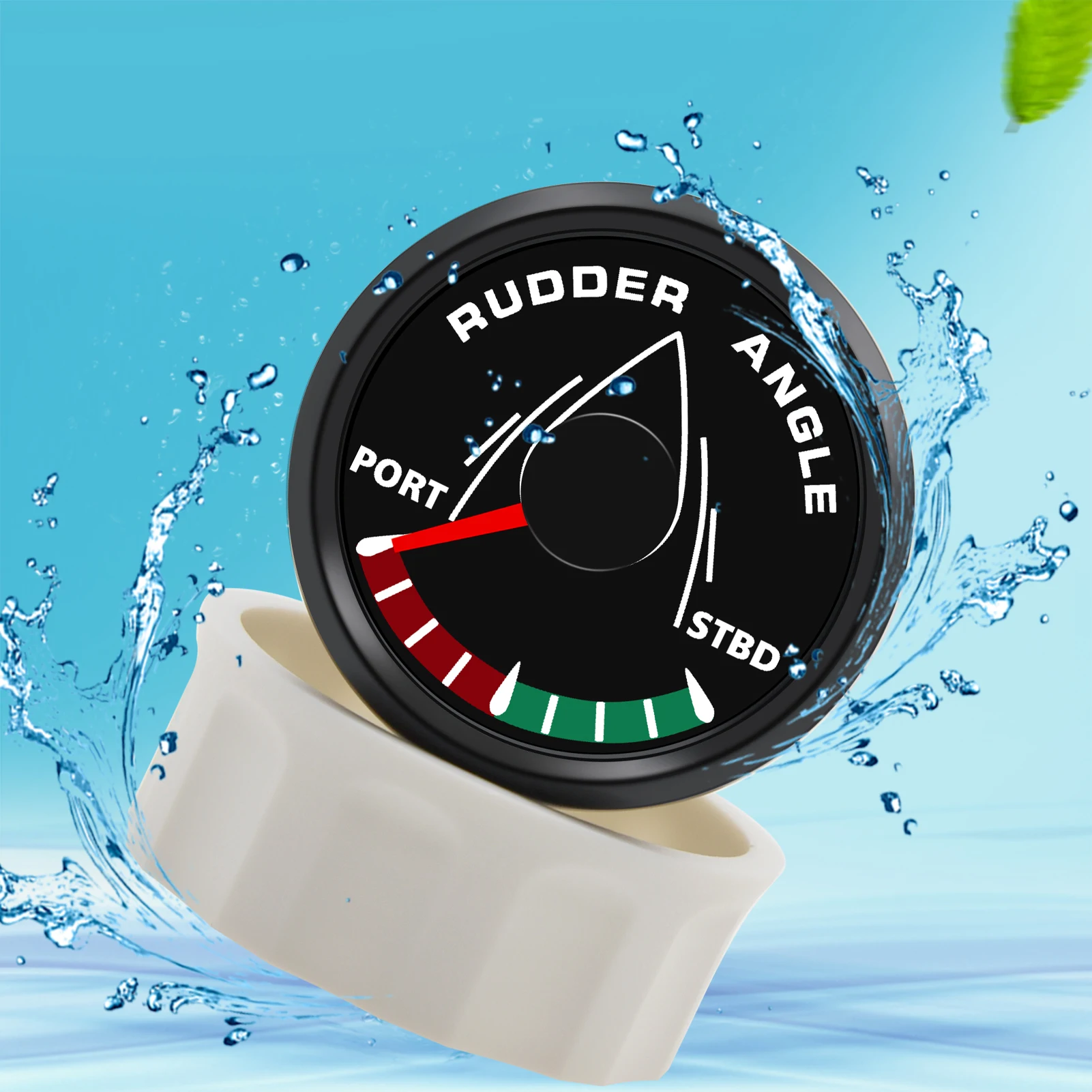 52mm Boat Marine Rudder Angle Indicator 0-190 ohm with Rudder Angle Sensor 8 color backlight 12V/24V boat rudder angle sensor
