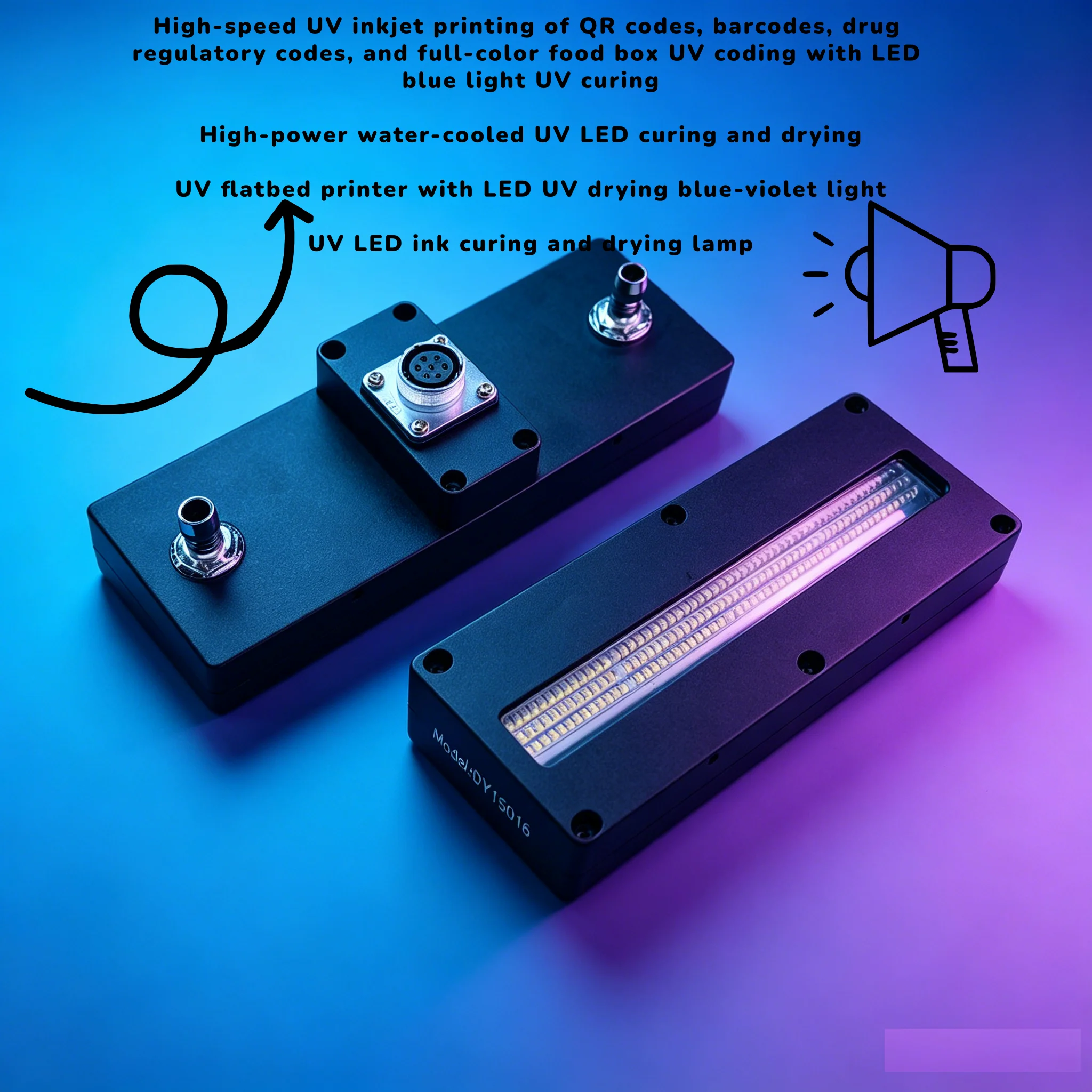 150*20mm 350W 수냉식 395nm UV LED 경화 램프 (리코 G5 G6, 엡손..