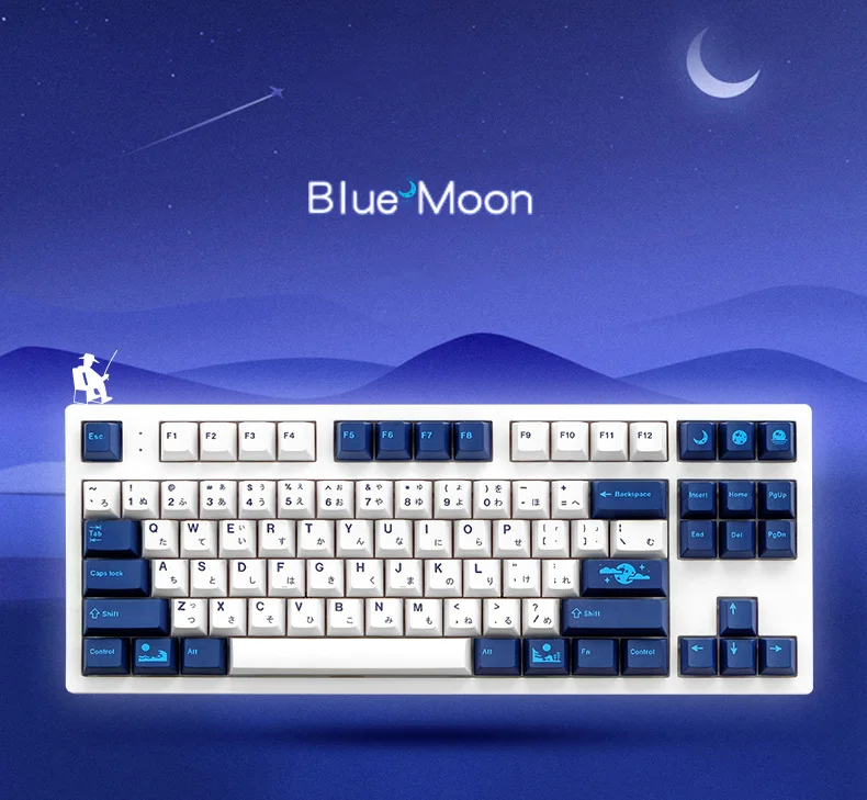 teclas azul lua keycaps cereja perfil pbt tintura sublimação teclado mecânico para mx switch deslocamento