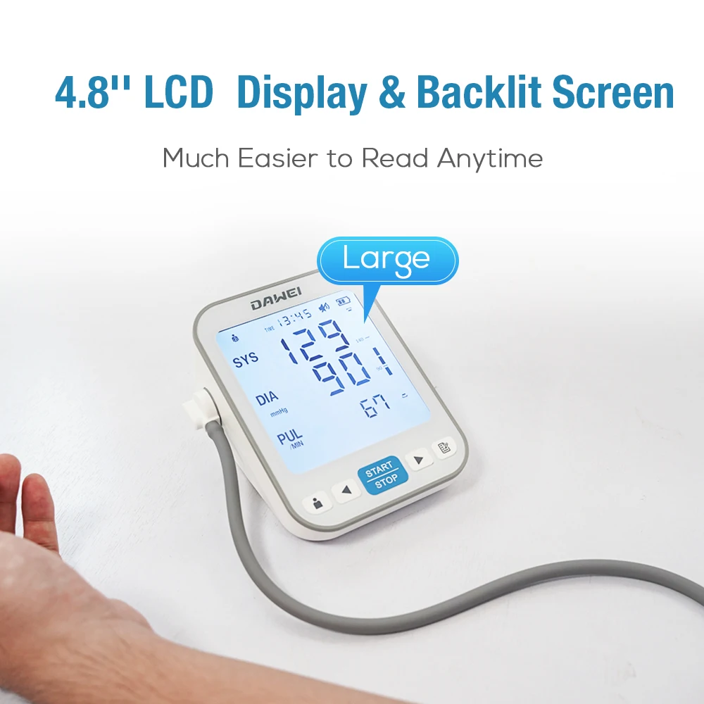 Digital Blood Pressure Monitor 4.8-inch LCD Auto Fast Measurement Voice Broadcast Detection Assistance blood pressure monitor blood pressure meter