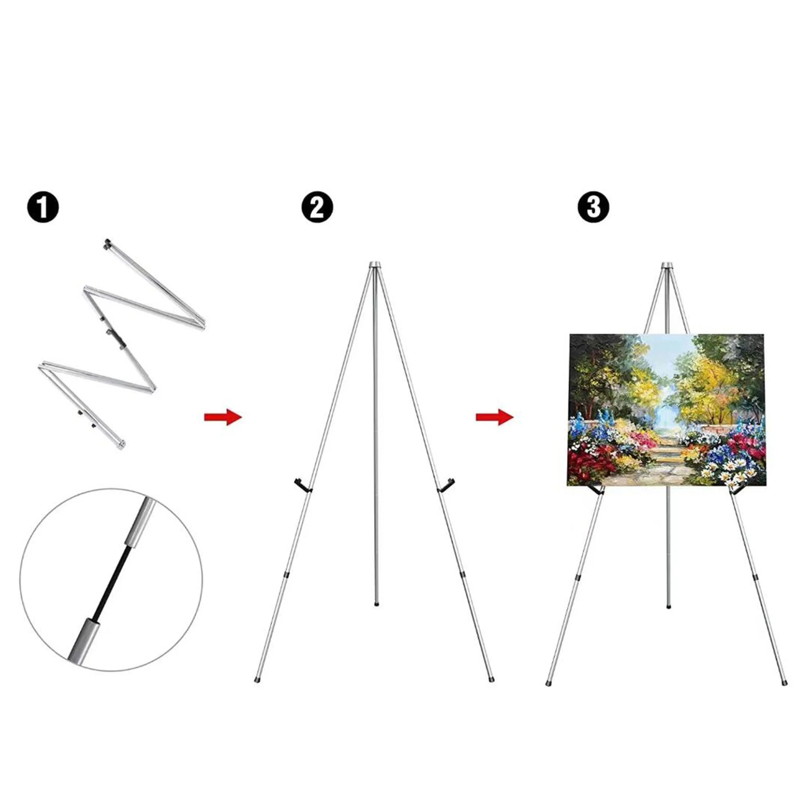 Portable Folding Easel Artist Painting Adjustable Height Holder with Buckle Tripod Display Stand for Craft Supplies Art Poster