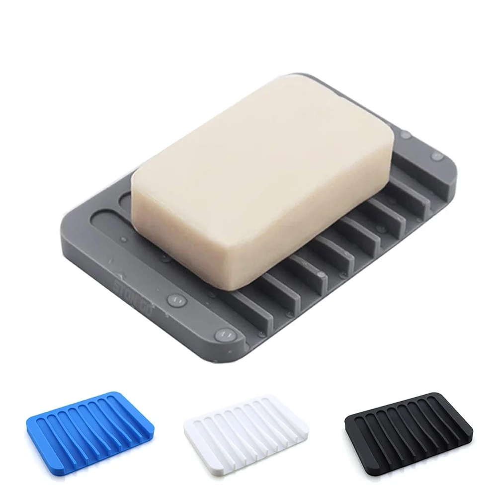 Description Picture 6 of itemSilicone Soap Dish Storage Holder Soap Box Plate Tray Shower Soap Holder Draining Kitchen Sink Sponge Holder Bathroom Accessorie