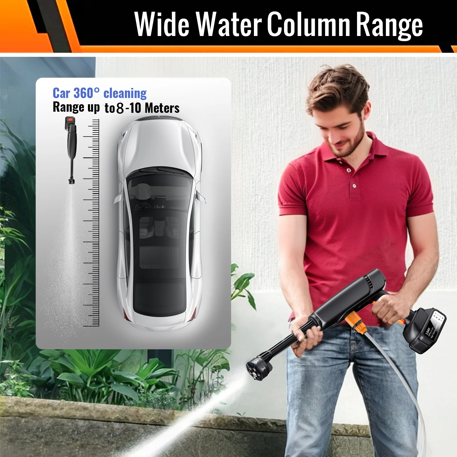 High Pressure Washer, Foam Sprayer, 6-in-1 Multifunctional Nozzle and 180° Rotating Nozzle for Cleaning and Watering