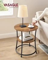 Table d'appoint VASAGLE, table de canapé ronde, 2 étagères, construction simple, Ø 55 cm 2