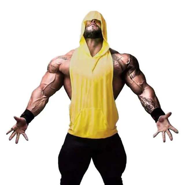 2022 New Fashion Clothing Bodybuilding Muscle Guys Fitness Men Women Hooded Tank Top Vest Sportswear Sleeveless Shirt Hoodie Picture color