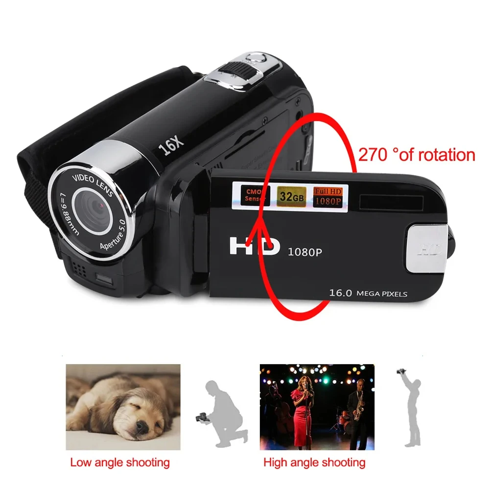 Cámara de vídeo Digital con visión nocturna, videocámara de 1080P, 16M, Zoom óptico 16x, para grabación de vídeos Vlogger