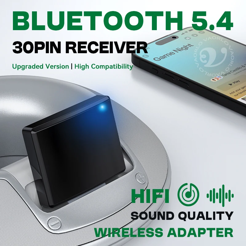 Wireless 30-Pin Bluetooth Music Receiver and Audio Adapter
