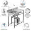 39in Stainless Steel Utility Sink, Outdoor Sink Station with Cabinet 3