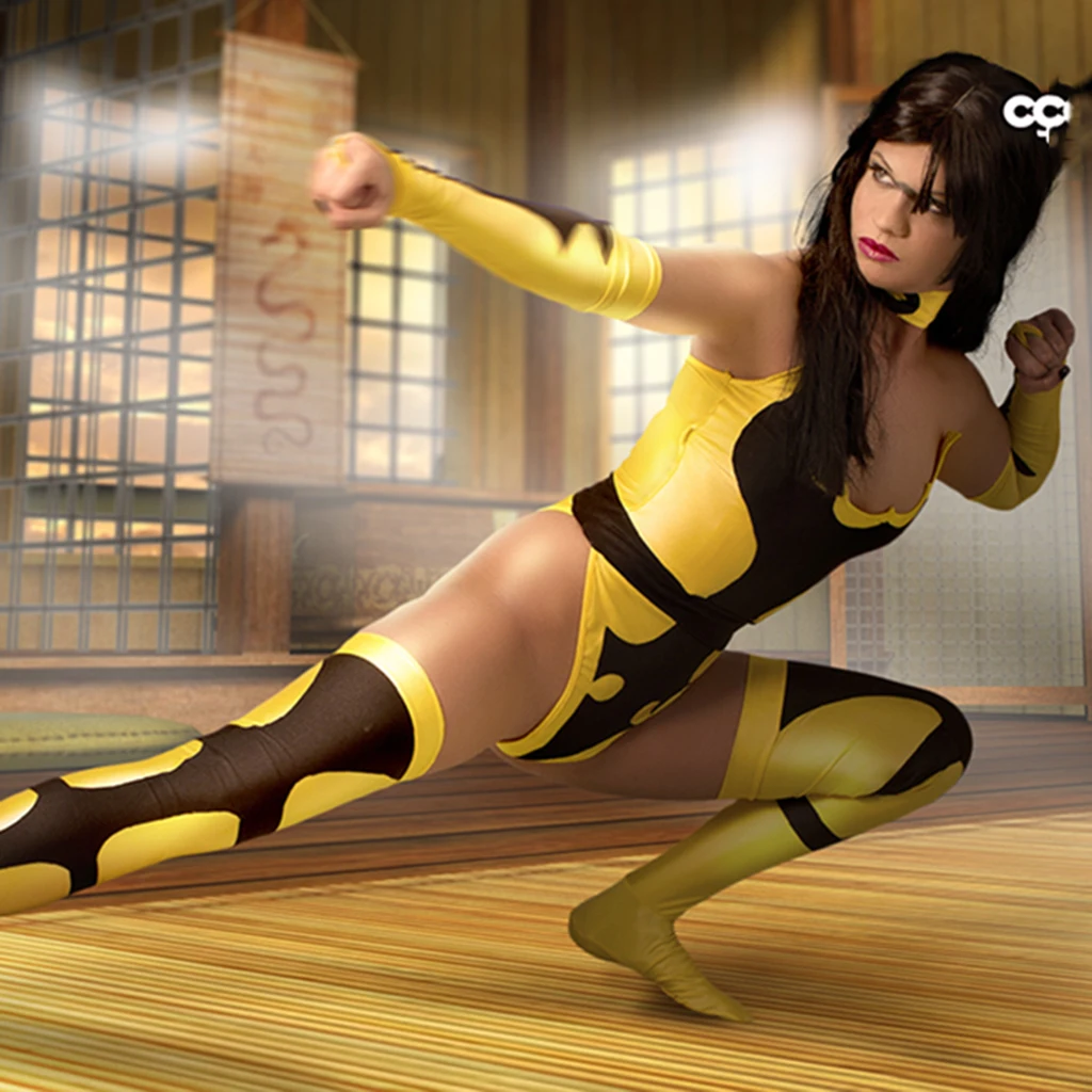 Costumebuy mortal kombat x tanya cosplay kobu jutsu traje amarelo macacão  de combate terno com luvas meias sexy bodysuit - AliExpress