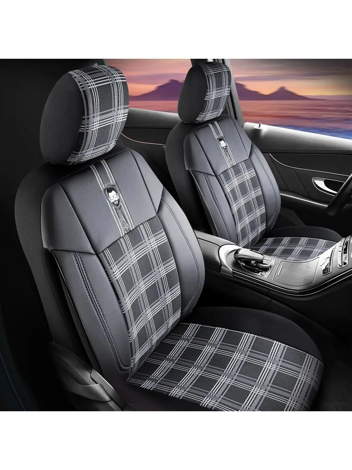

Panda Çeşme Series Plaid Fabric Car Seat Cover - Full Set