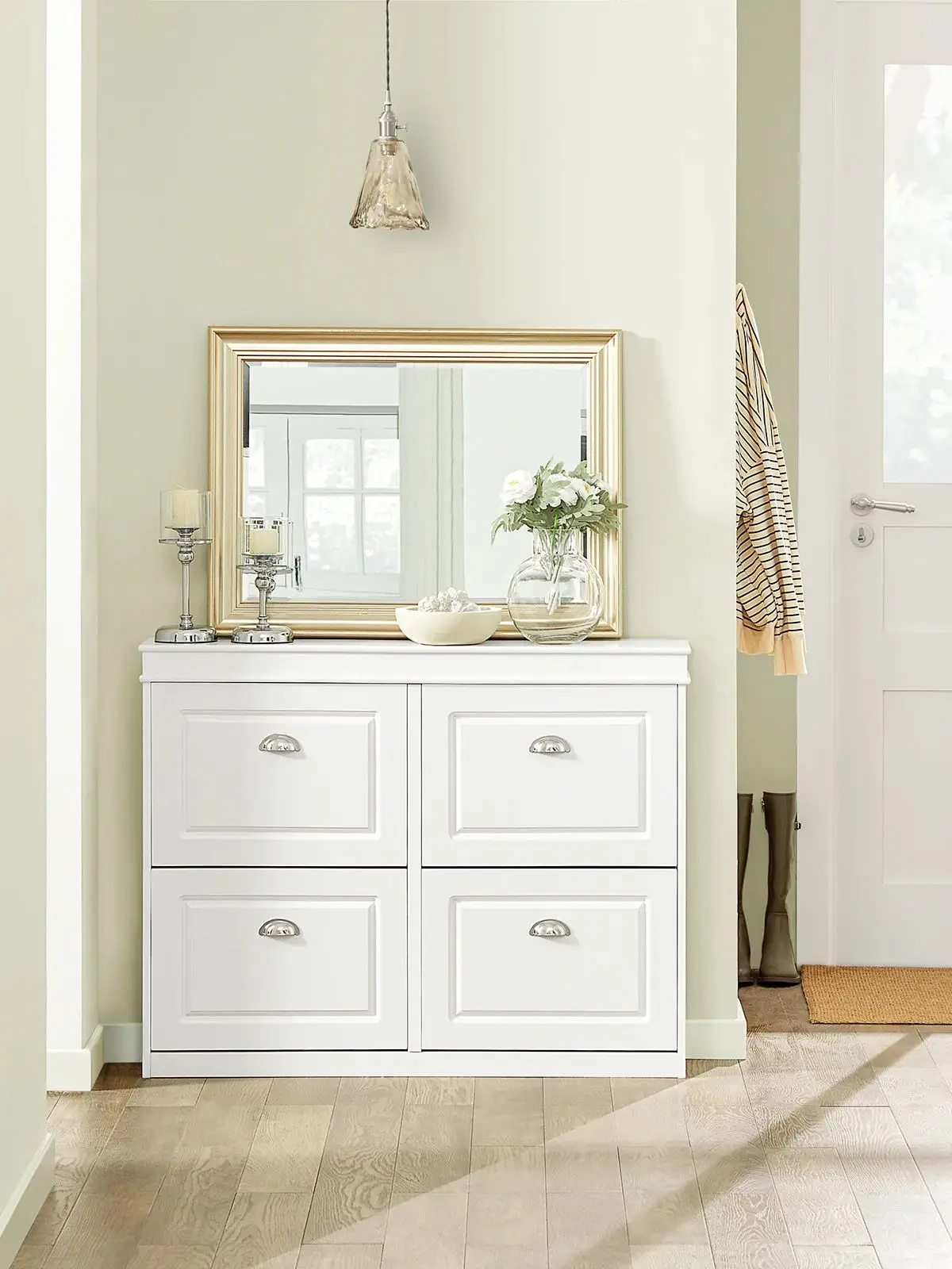 SoBuy FSR79 Schoenenkast met 4-flap schoenenrek schoenenkipper met 8 plankoppervlakken Schoenenkast Schoenenplank