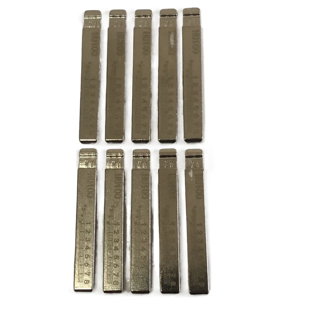 10PCS HU100 Engraved Line Key Blade For Buick Opel Cadillac Scale Shearing Teeth Cutting Key Blank 2 IN 1 (No 71)