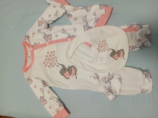 4-Piece Baby Girl Open-Stitch Long-Sleeve Jumpsuit Set—Cartoon Deer Warmth photo review