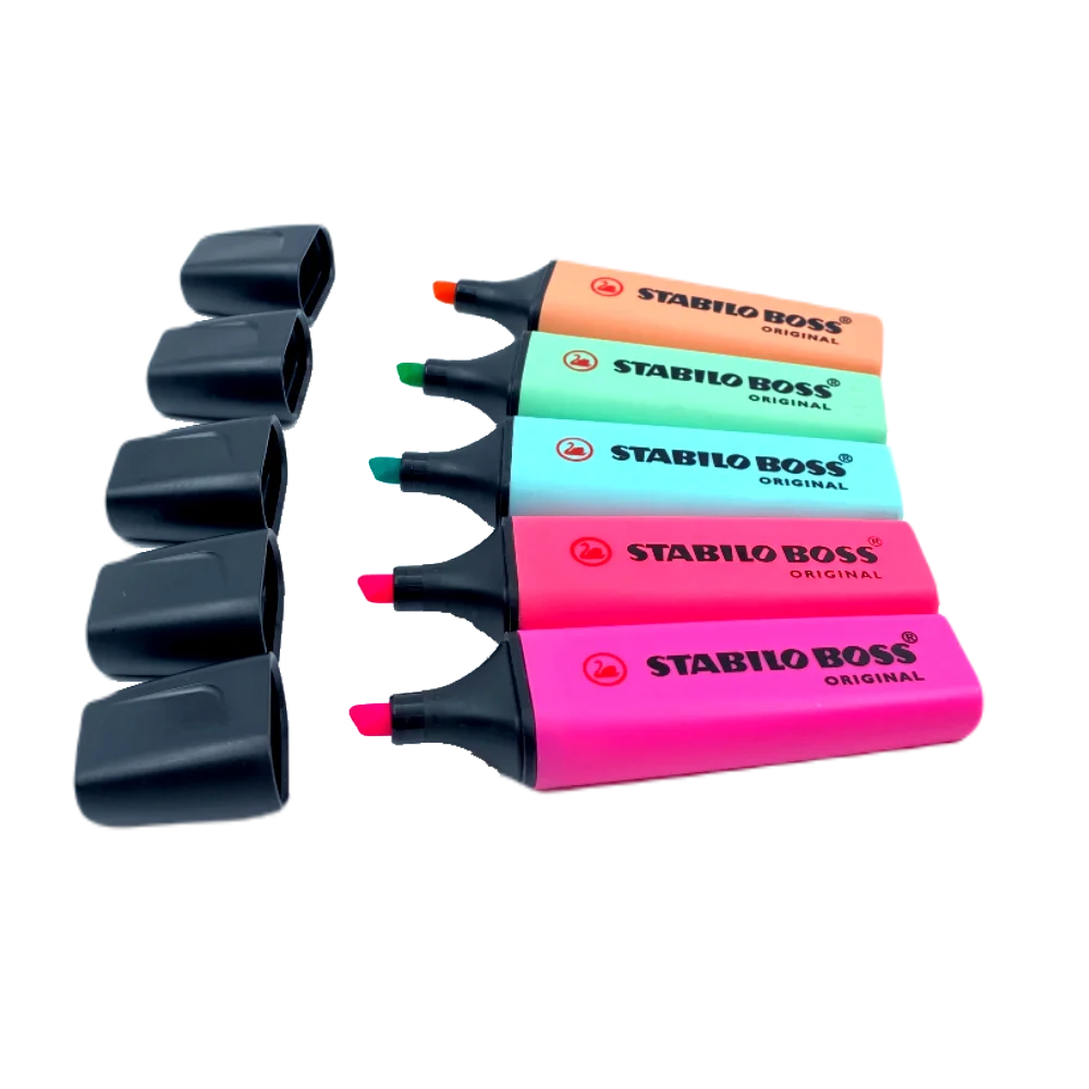 Stabilo Boss Original Text Highlighter Pen 5 Pcs Set Refillable Pastel Vivid Color Marker Office School Stationery Quality Brand карандаш stabilo othello чернографитный 6 шт