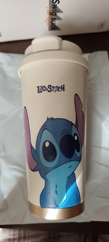 Kawaii Stitch Anime Straw Cup – 600ML Stainless Cartoon Thermos