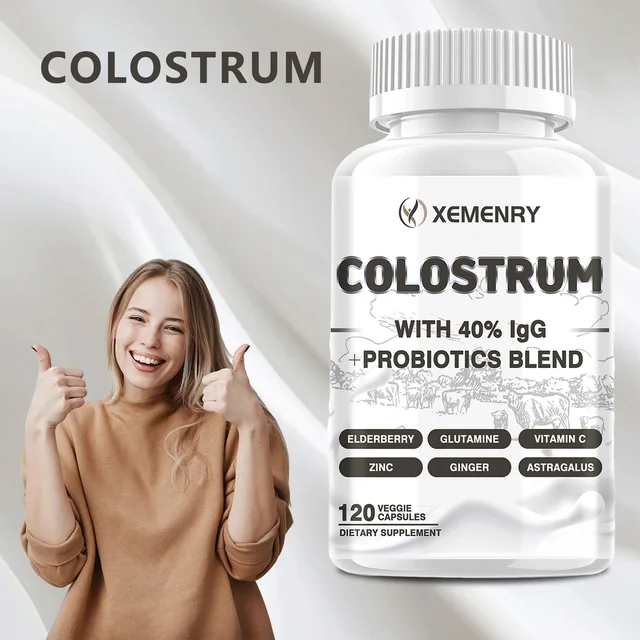 2208-12fbae.jpg Colostrum Capsules - 40% LgG - Supports Intestinal Digestion and Immune Health Improve Focus, Skin, Gut Health - 120 Capsules