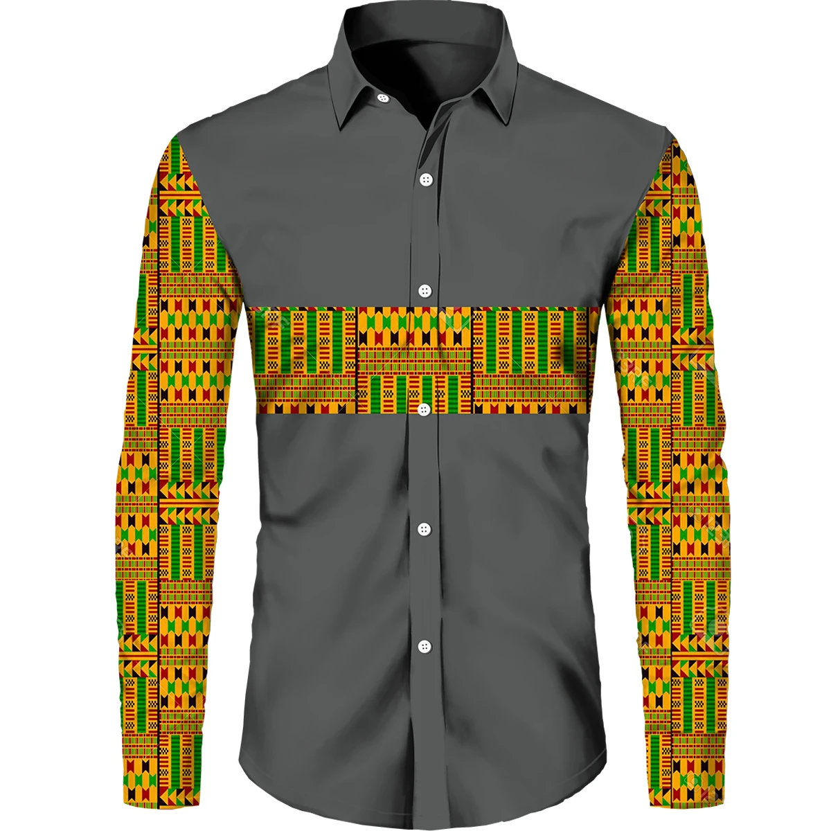 

New Men Spring Fall Harajuku Fashion Colorful African Printed Buttoned Shirts Men's Oversized Vintage Long Sleeve Blusas Outwear