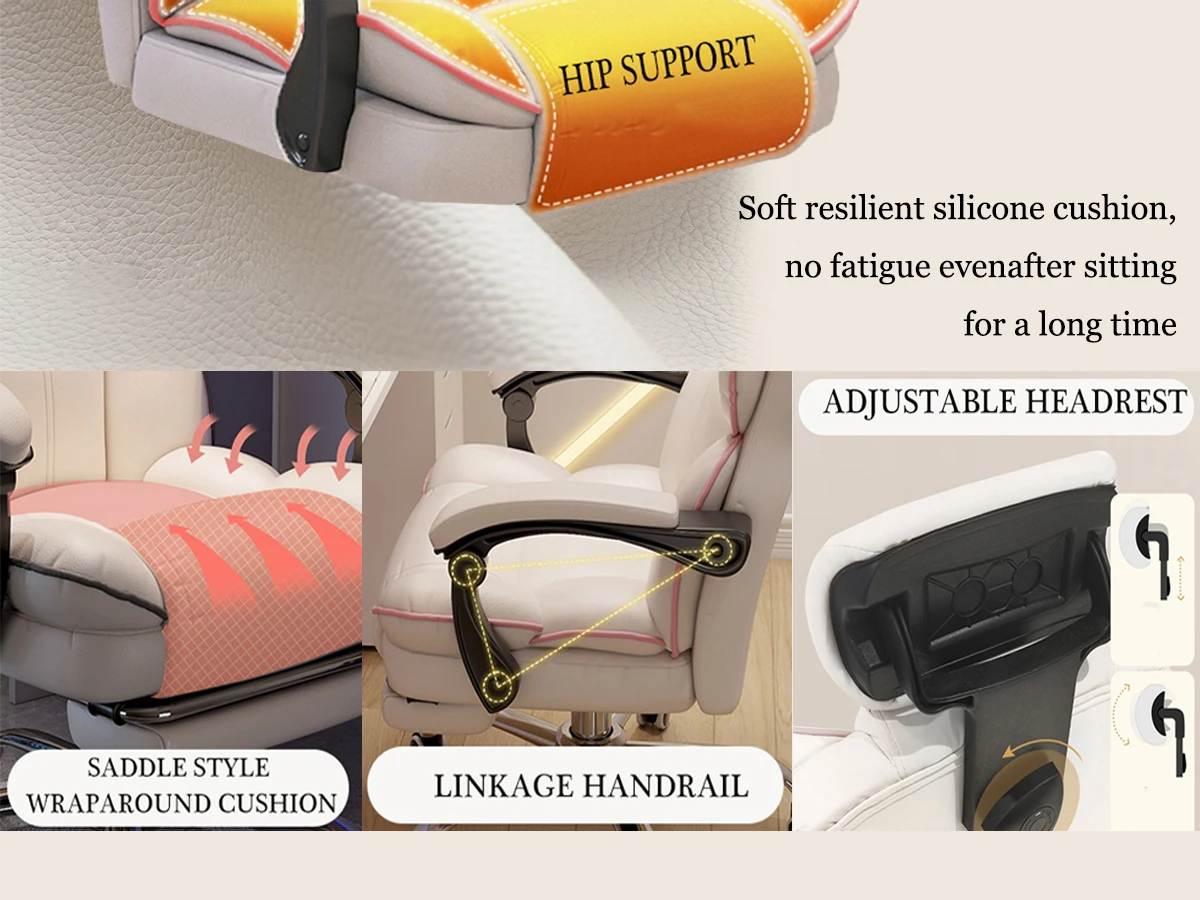 Ergonomischer Gaming-Bürostuhl mit hoher Rückenlehne, verstellbarer Sitz mit Fußstütze und Lendenwirbelstütze für den Heimarbeitsplatz – Detail 4