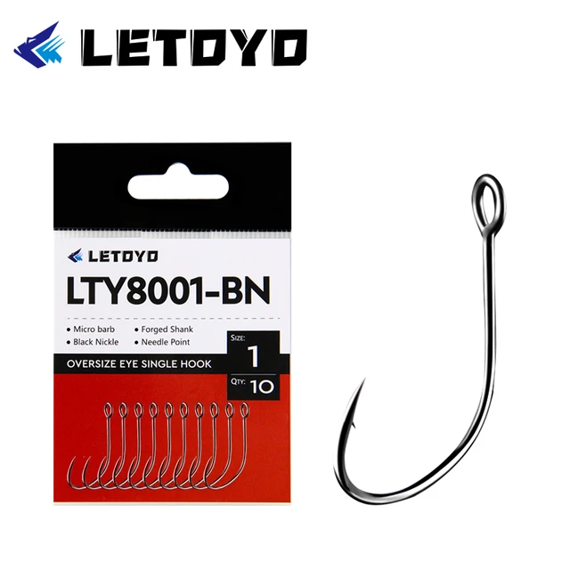 LETOYO forged shank Barbed oversize eye Fishhook for spoon lure High Carbon  Steel black nickle spinner hook for Stream fishing - AliExpress