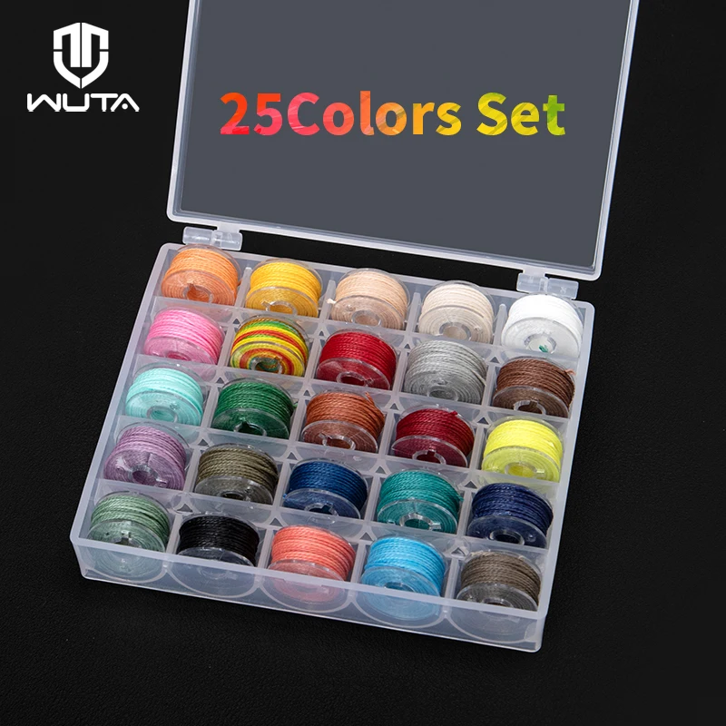 WUTA Leather Sewing Thread Kit Round Waxed Thread 25 Colors Set Mini Bobbin Handmade DIY Braided Rope Bracelet Line Leather Sewing Kit Leather Sewing String Leather Sewing Thread