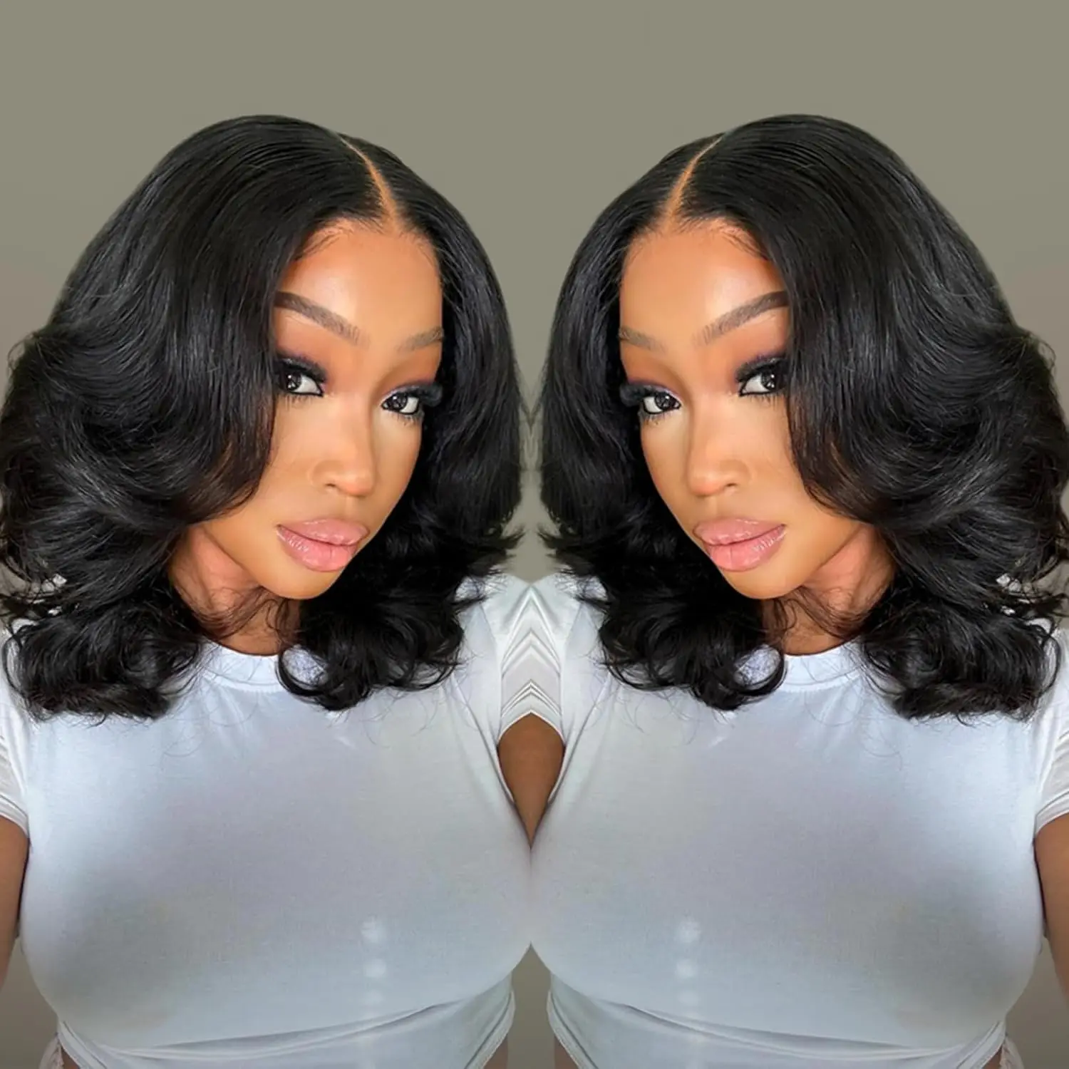 Bob Wig Human Hair 13x4 Frontal Lace Wig Body Wave HD Lace Front Wigs Human Hair Pre Plucked 99J,4/27 and natural Wigs for Women 1