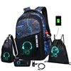 Student School Backpack Luminous USB Charge School Bags For Teenager Boys Girls Anti-Theft Children's Schoolbags Laptop Backpack 2