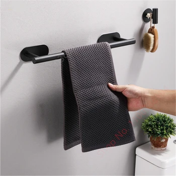 Wandhalterung WC Handtuch- und Papierhalter – Klebstoff Schwarz/Silber Küchenrollenhalter, Hängendes Servietten-Rack, Badezimmer Zubehör, WC Aufbewahrungs-Organizer, Taschentuchhalter mit goldenen Edelstahlhaken