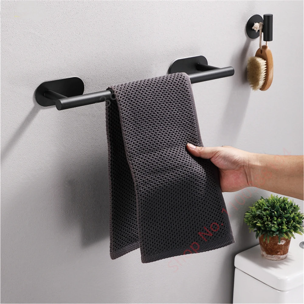 Support mural pour rouleau de papier toilette adhésif, noir et argent,  accessoires de salle de bain, WC,Organisateur de stockage, porte-mouchoirs,  or, acier inoxydable, crochets, sous l'armoire - AliExpress