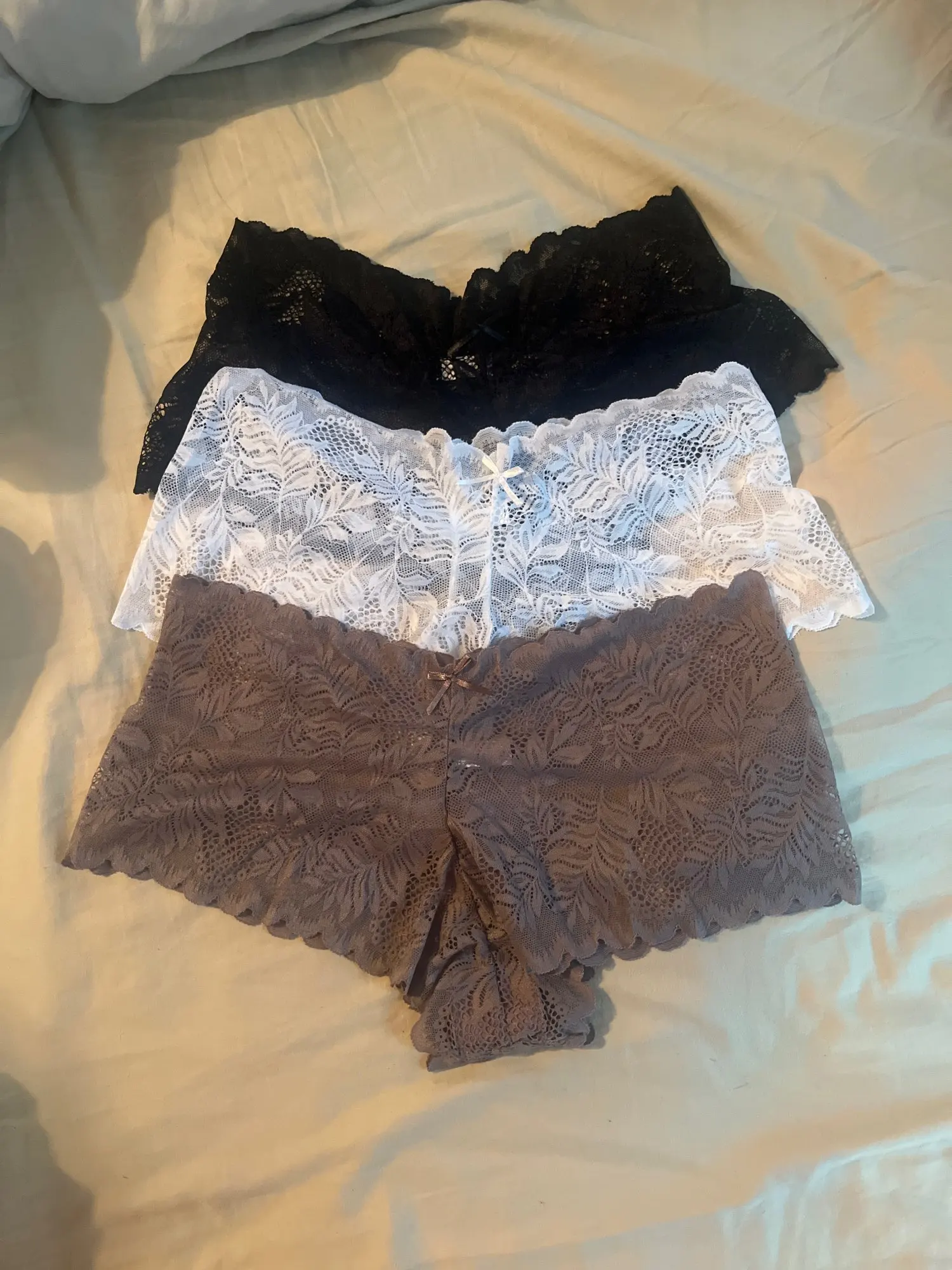 FINETOO 3Pcs/set Lace Boyshort Panties Women Low-Rise Floral Underwear S-XL Girls Sexy Panties Ladies Lace Underpants Lingerie photo review