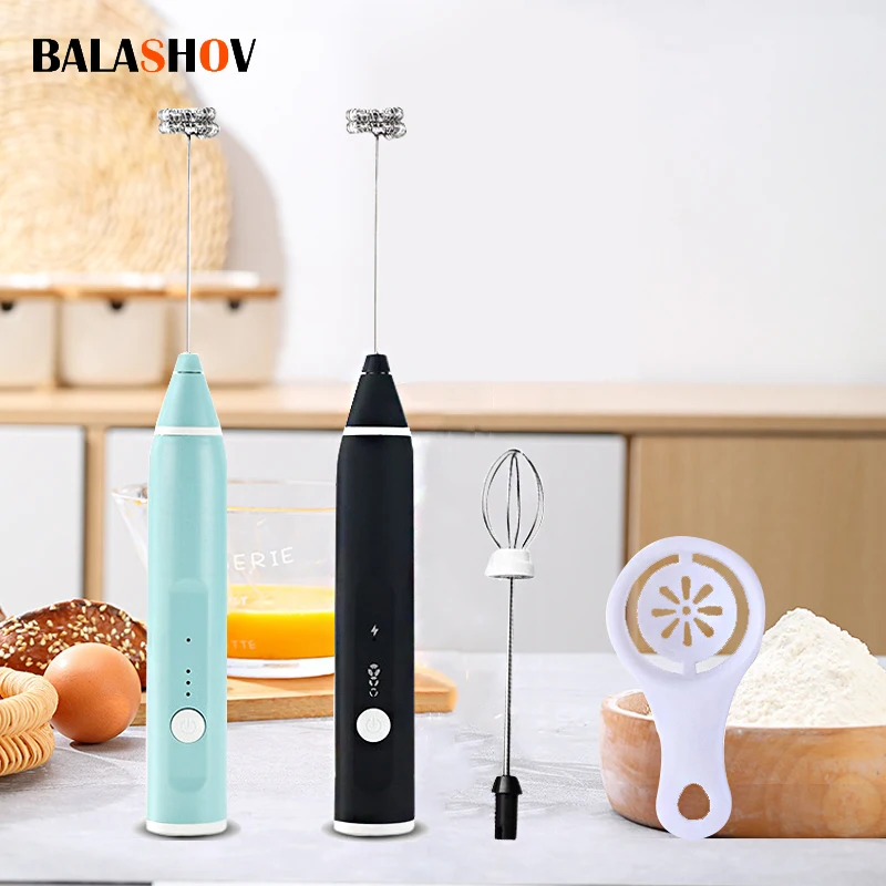 Portable Milk Frother USB Rechargeable Handheld Blender Foamer High Speeds  Drink Maker Whisk Mixer For Coffee Cappuccino Cream