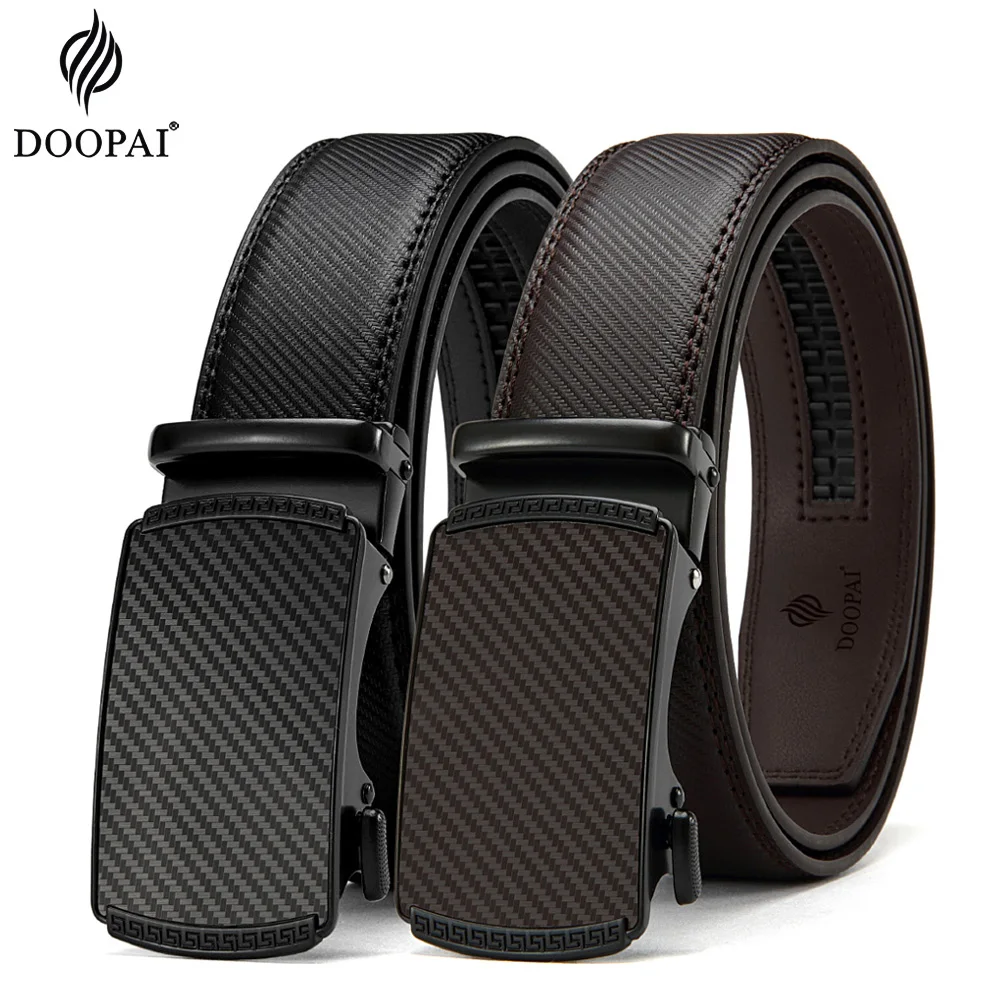 DOOPAI Men Belts Automatic Buckle Belt Genune Leather Luxury Brand Belts For Men Leather Strap