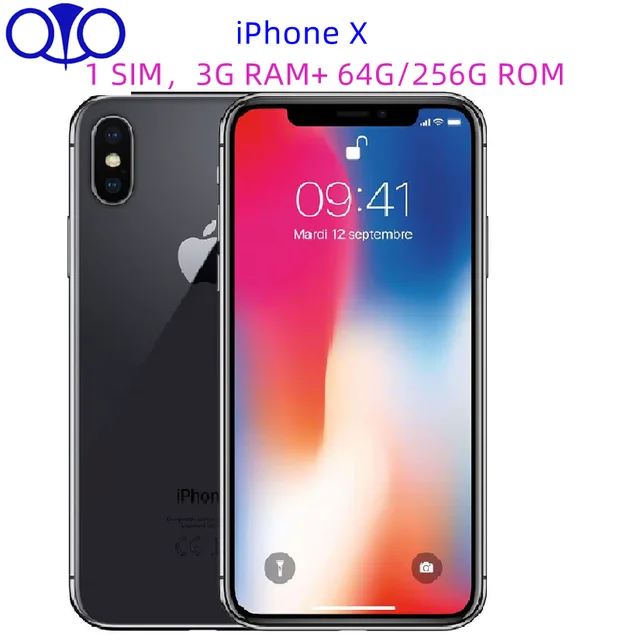 Original iPhone X 4G CellPhone Unlocked 64G/256G ROM 5.8" A11 Bionic Chip Hexa Core FACE ID IOS Cell phone 96% New Smart Phone