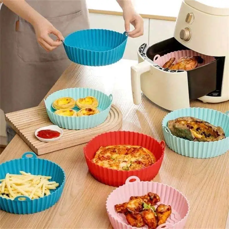 Cesto de Silicone Redondo/Papel descatavel Air Fryer e Forno