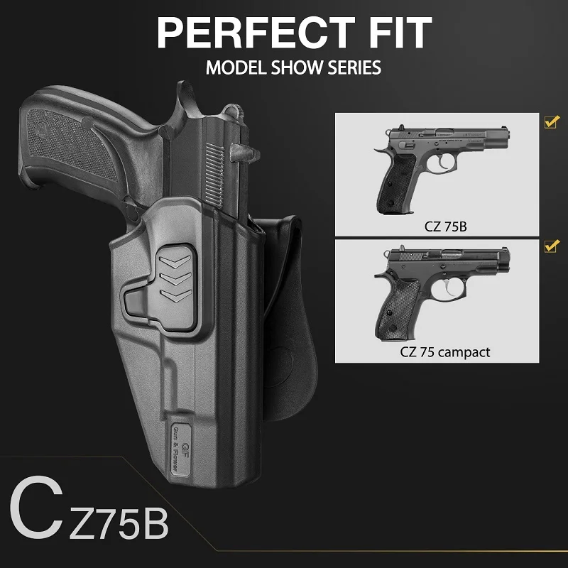 OWB Holster for CZ 75B 75 Campact, CZ P10C, CZ P09 Pistol Tactical Index Release Polymer Holster with Paddle,Right Hand,Gun Bags 5