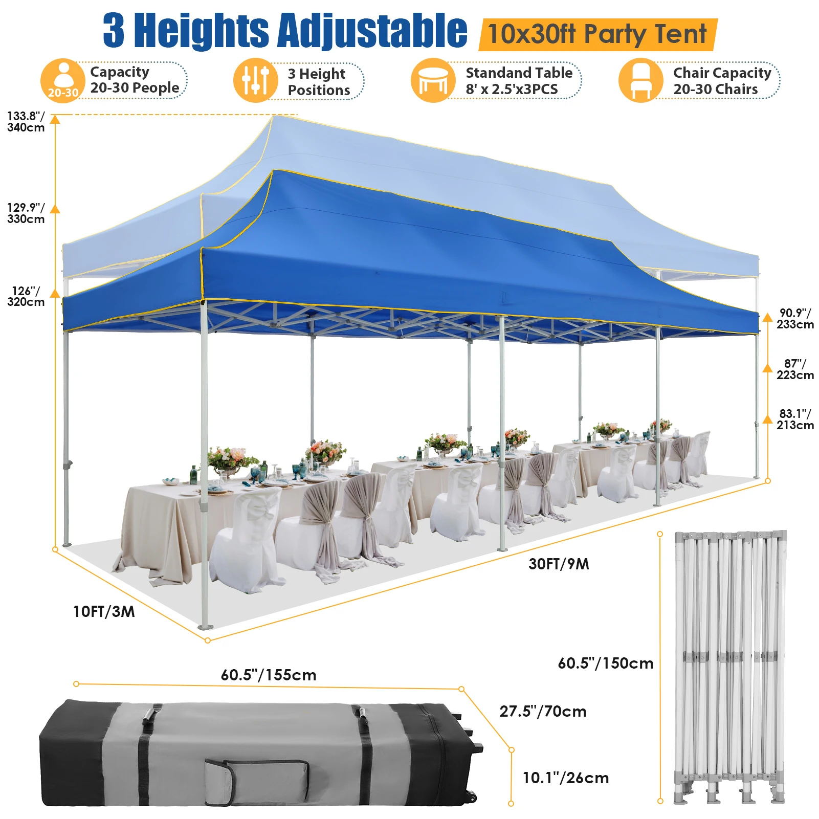 Pop Up Canopy Tent Gazebo Party Heavy Duty Marquee Awning Without Sidewall Outdoor Commercial Event Instant Tent Gazebo 10x30ft