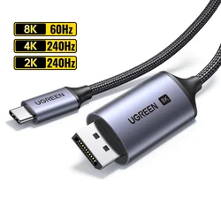 Premium 8K USB-C to DisplayPort Cable - 32.4Gbps High-Speed Connection - 3m (8K Metal Grey)