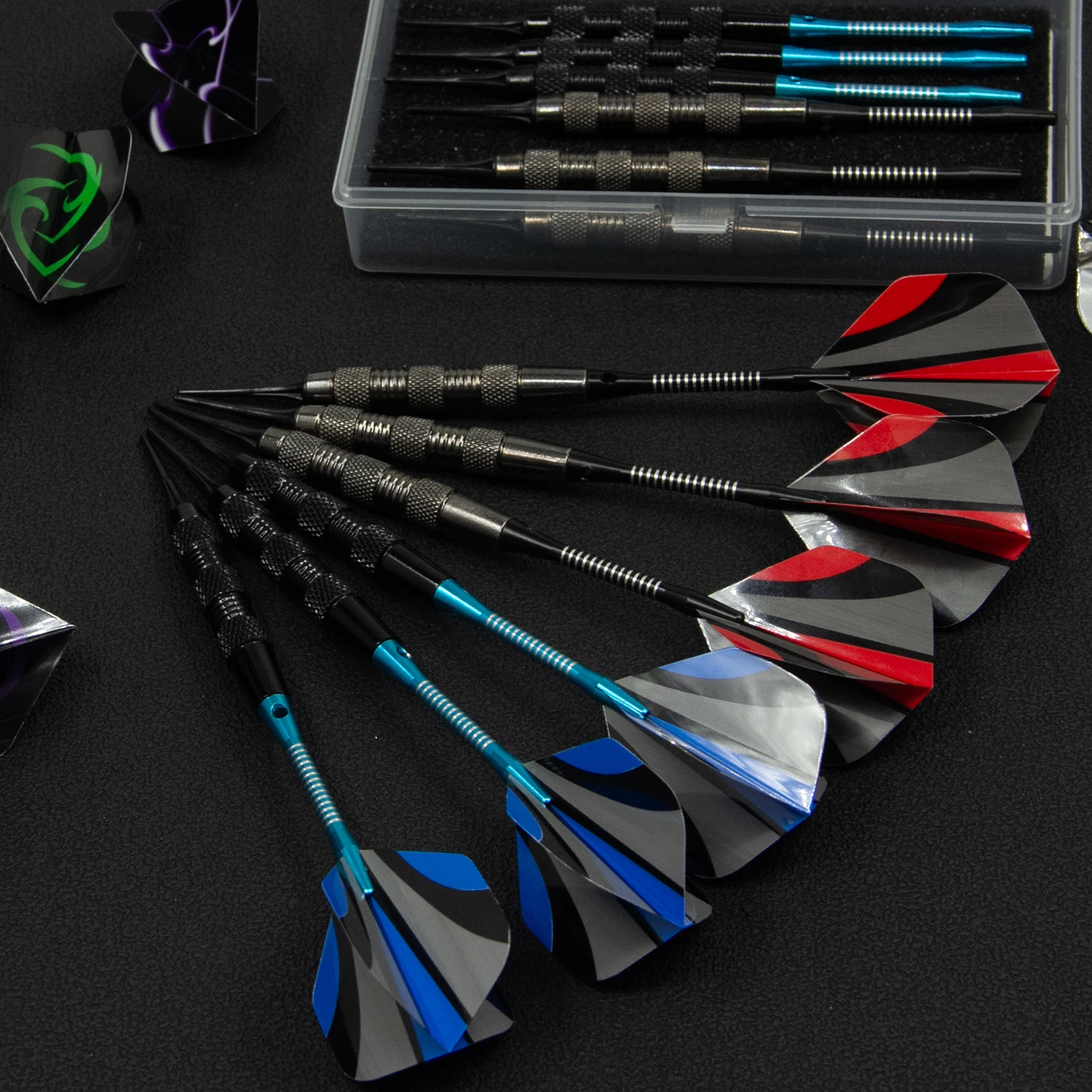 Huanqu set de 12 dardos con punta blanda y ejes de aluminio_voghion.com