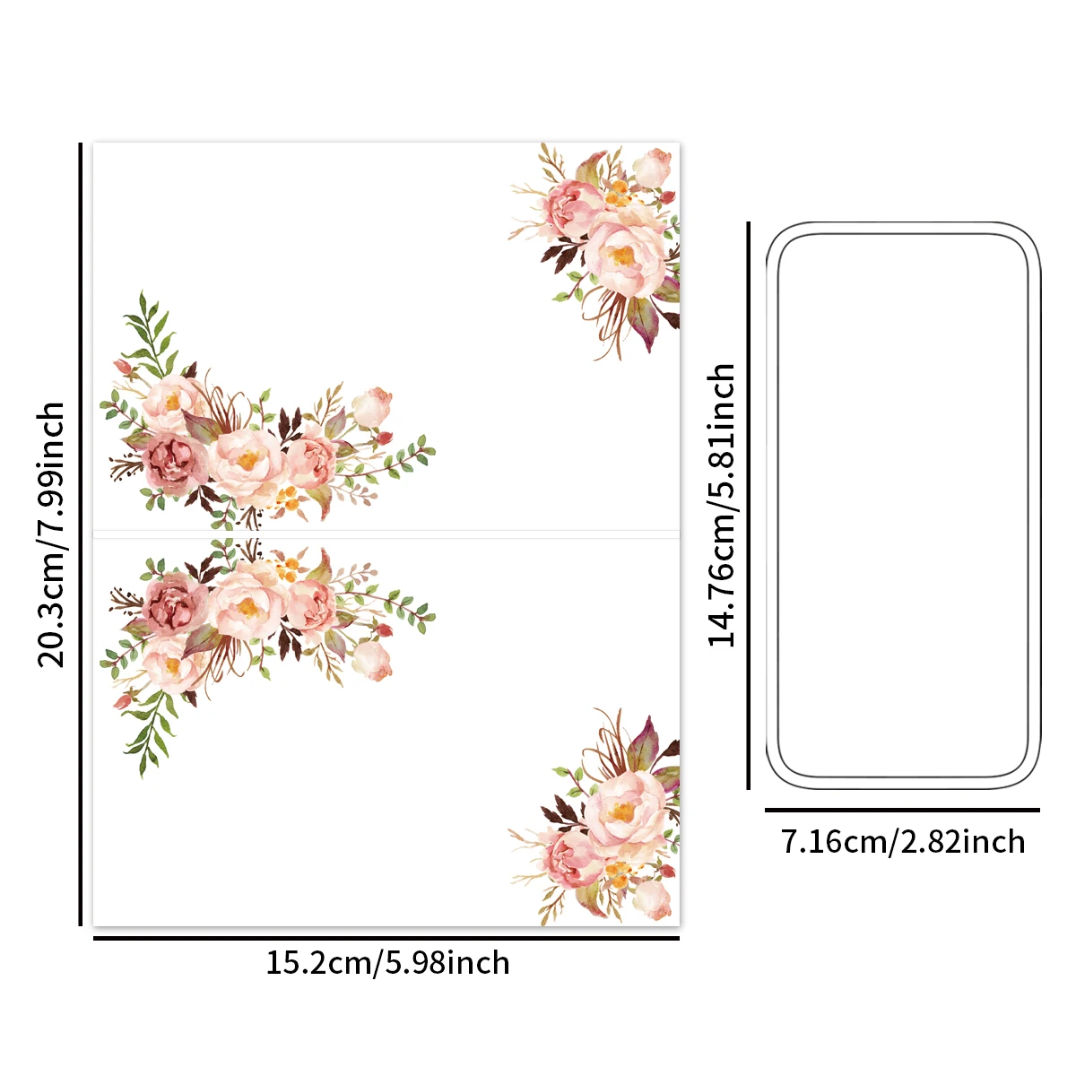 Floral Table Place Cards Easy Folding 10Sheets