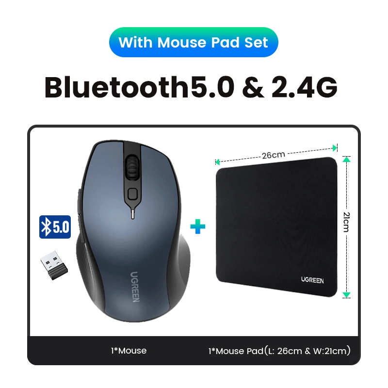UGREEN – souris ergonomique sans fil, Bluetooth 5.0, 4000 DPI, 6 boutons  muets, pour MacBook, tablette, ordinateur portable, PC, 2.4G - AliExpress
